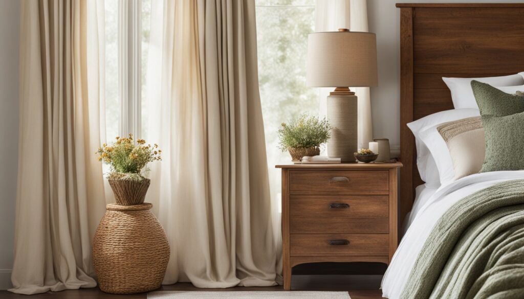 Cottagecore inspired bedroom with earthy neutrals