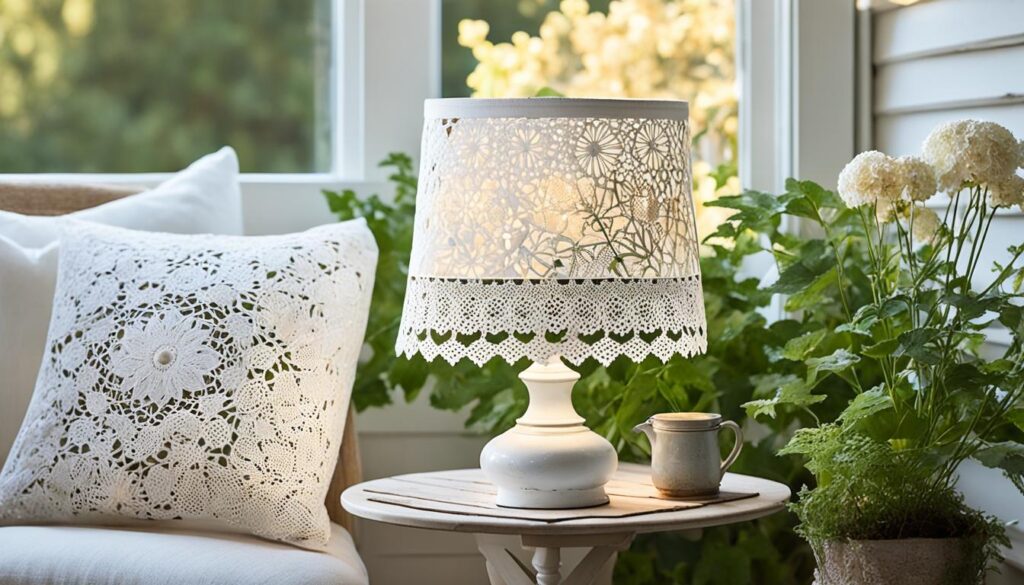 Doily-covered lampshade