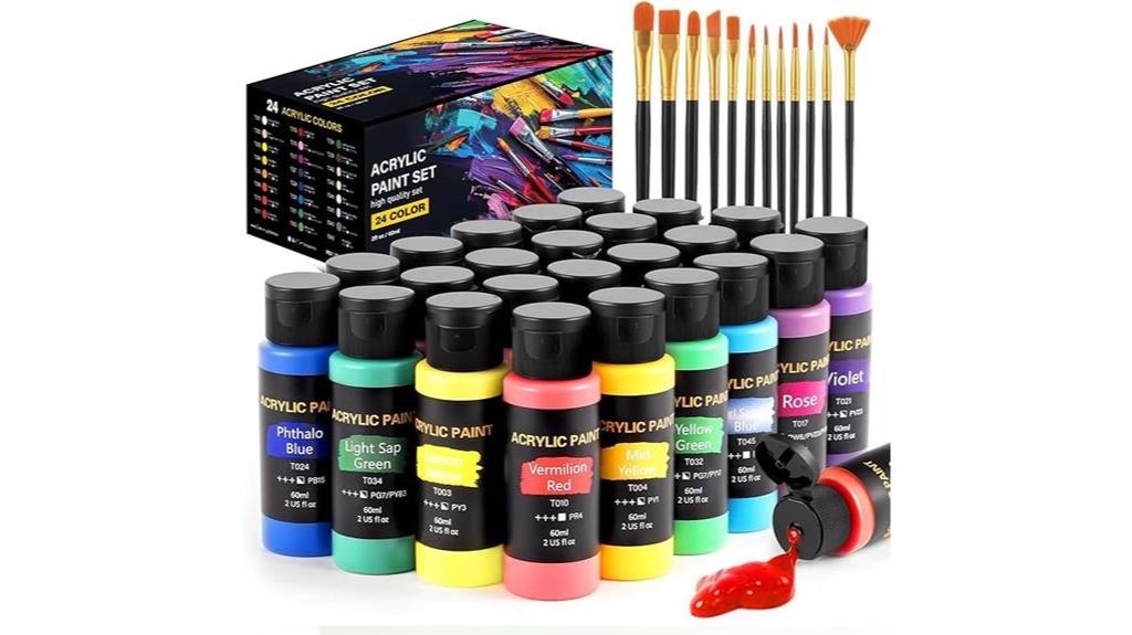 12 brush acrylic painting kit