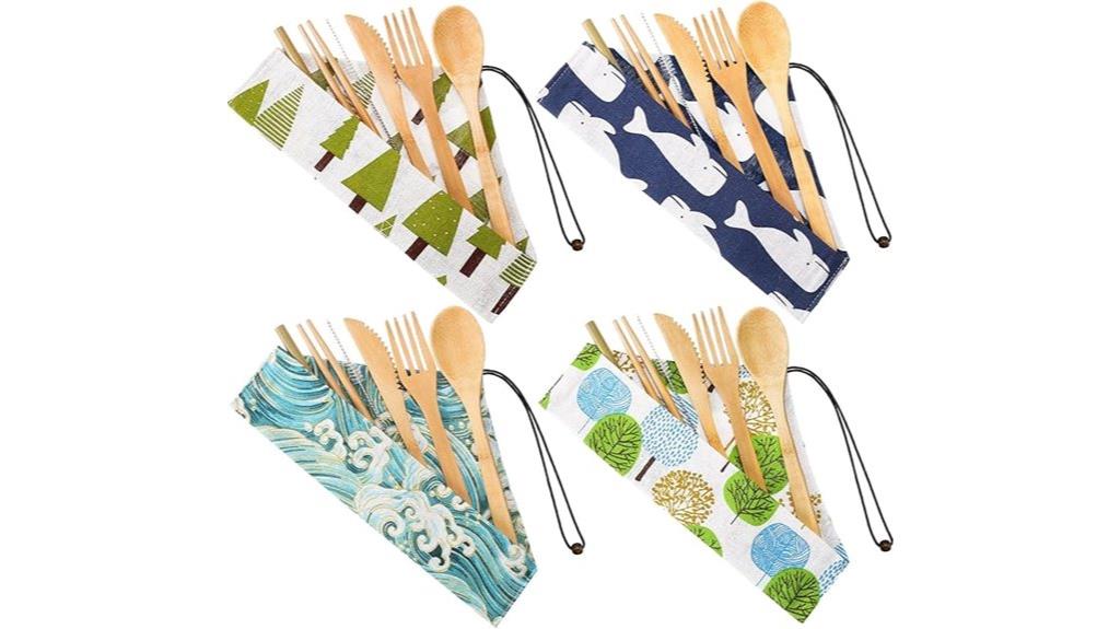 bamboo travel utensil set