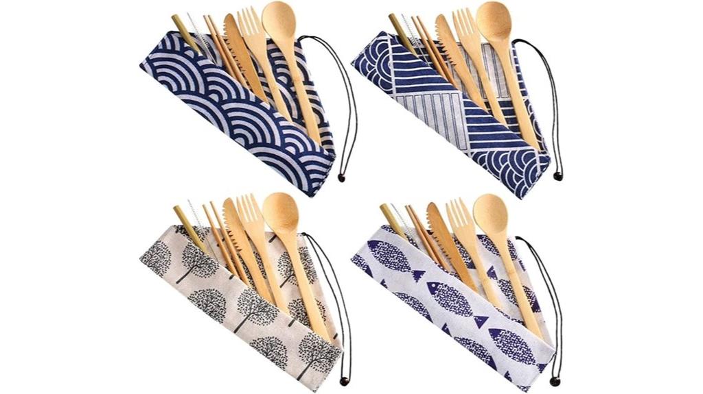 bamboo travel utensil set