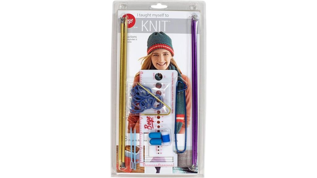 beginner knitting kit with 21 pieces
