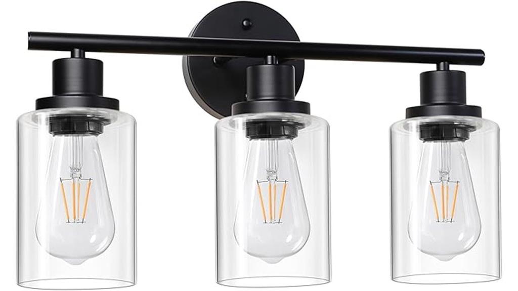 black 3 light vanity fixtures
