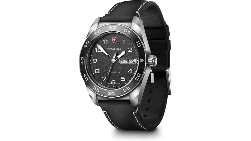 black dial quartz watch