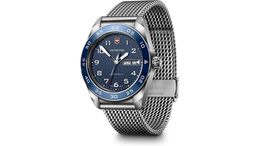 blue dial mesh watch