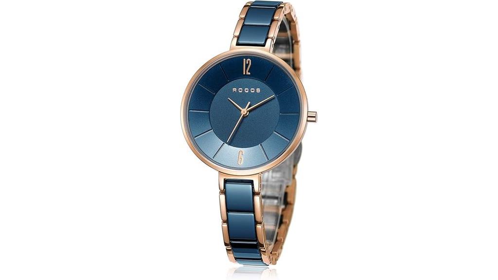 blue dial rose gold watch