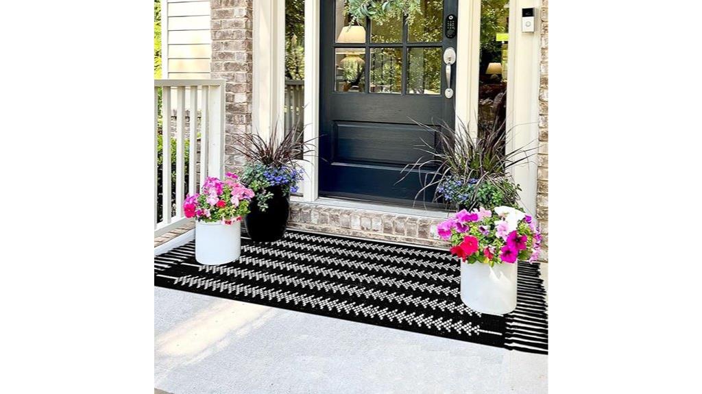 boho black white rug