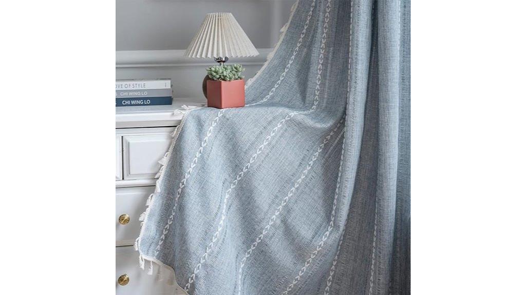 boho blue linen drapes