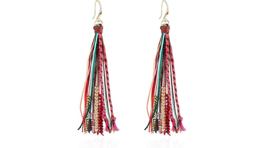 boho feather dangle earrings