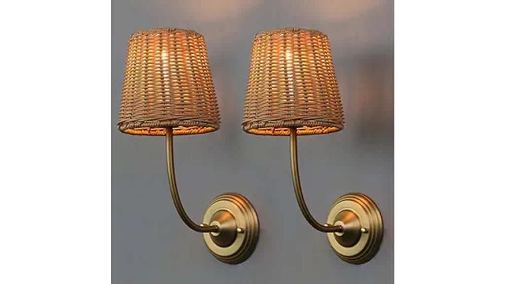 boho rattan wall lights