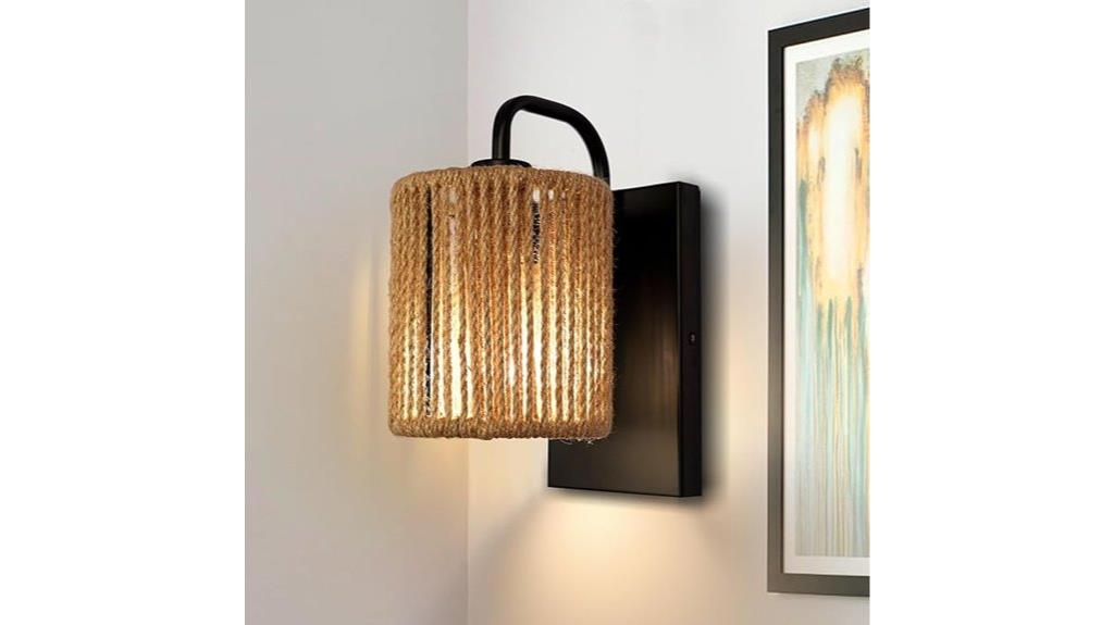 boho rattan wall sconce