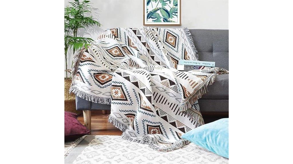 boho tassel knit blanket