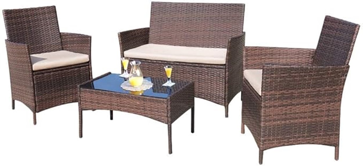 brown beige patio set