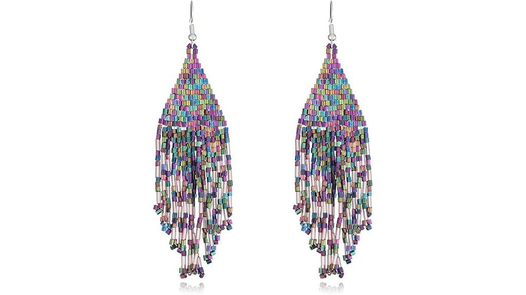 colorful boho beaded earrings