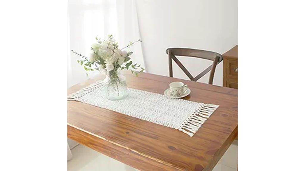 cream boho macrame runner