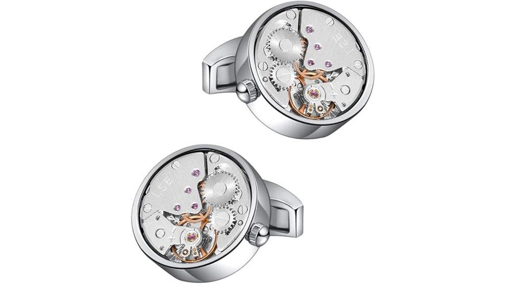cufflinks with watch movement