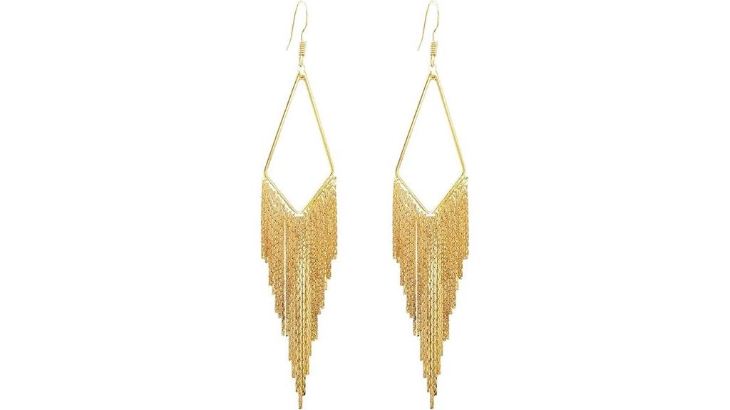 dangling chain tassel earrings