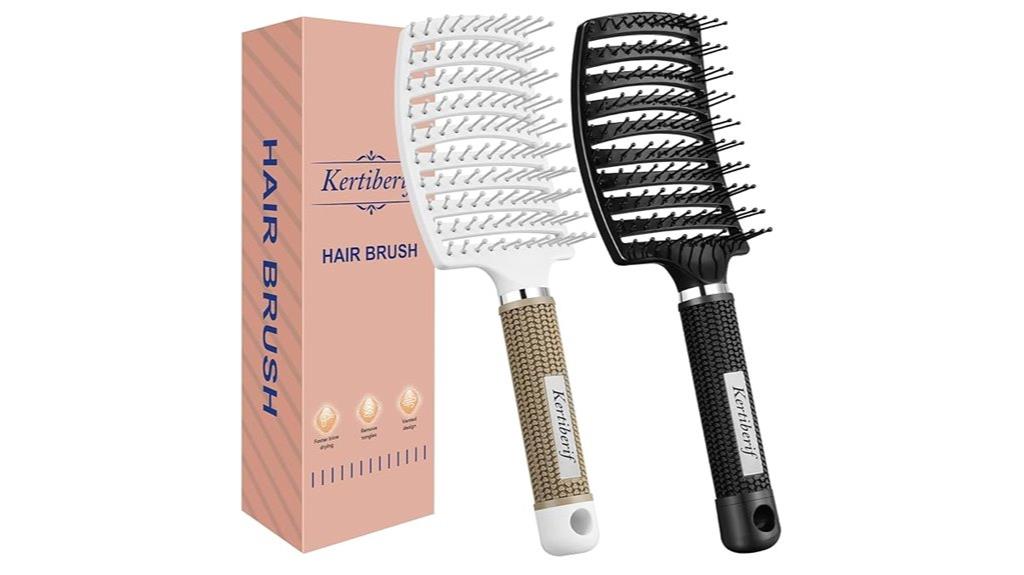 dual pack curved hair brushes
