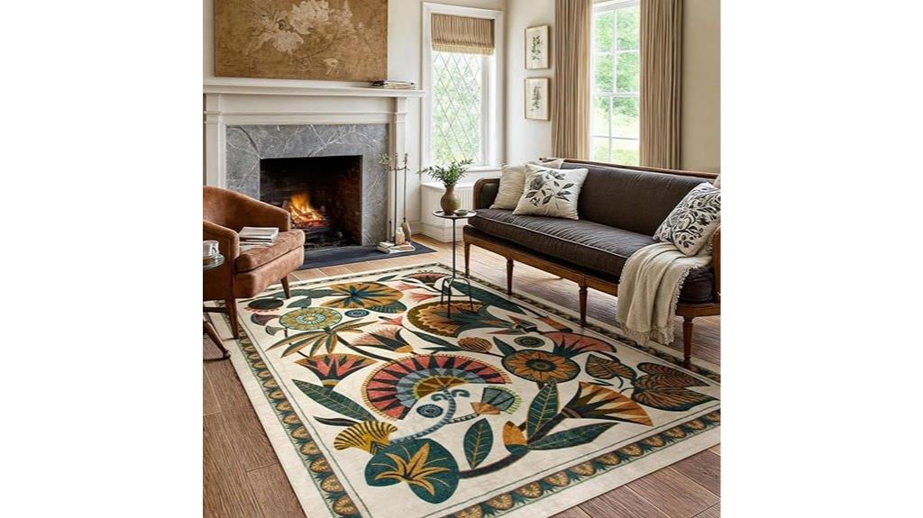 egyptian floral washable rug