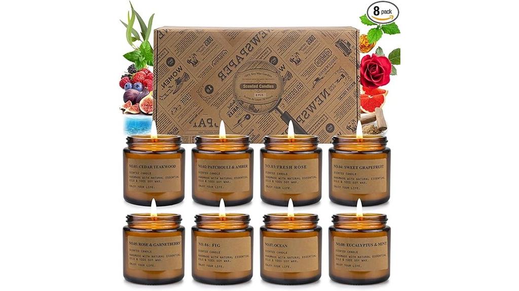 eight scented soy candles