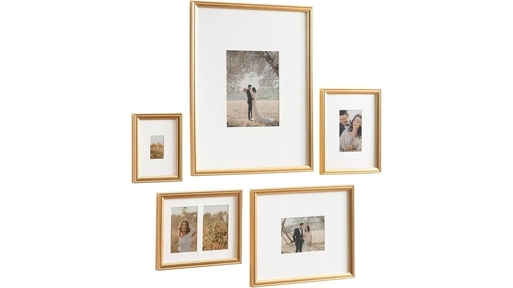 gold five picture frame set
