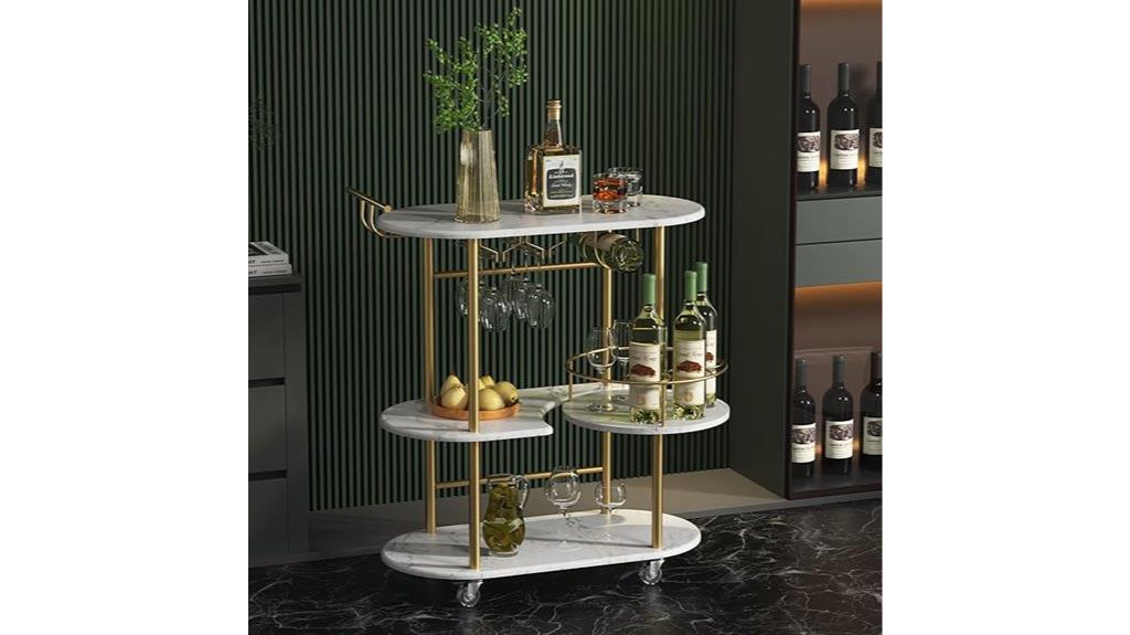 gold mobile bar cart