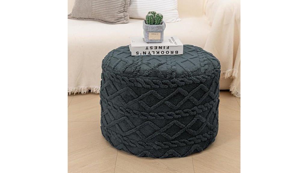 handmade circular floor pouffe