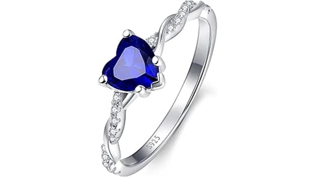 heart shaped silver promise ring