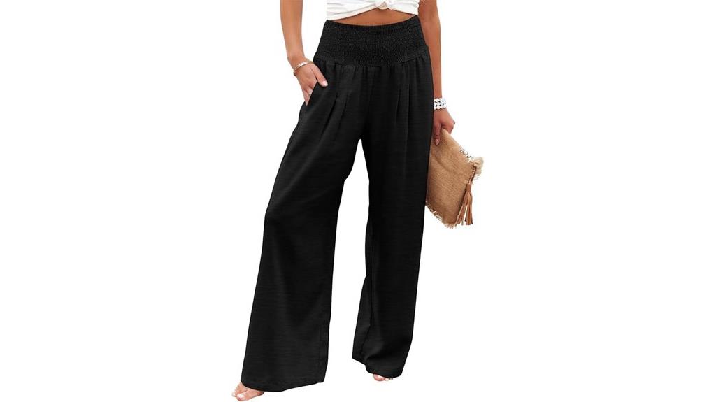 high waisted elastic palazzo pants