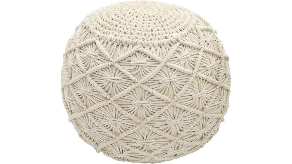 ivory cotton braided pouf