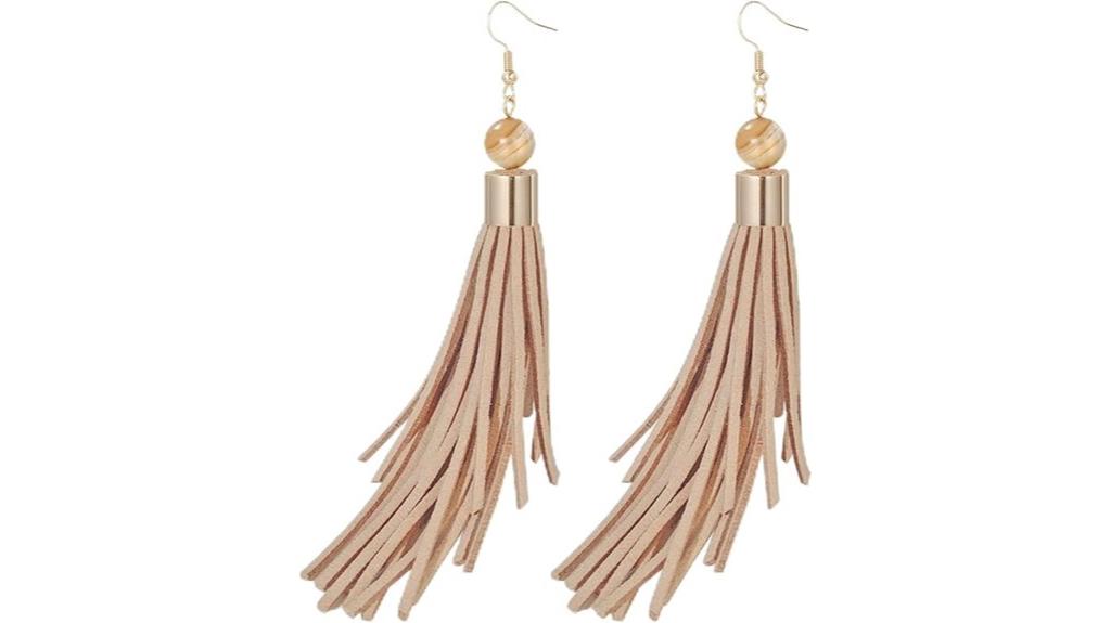 leather tassel earrings
