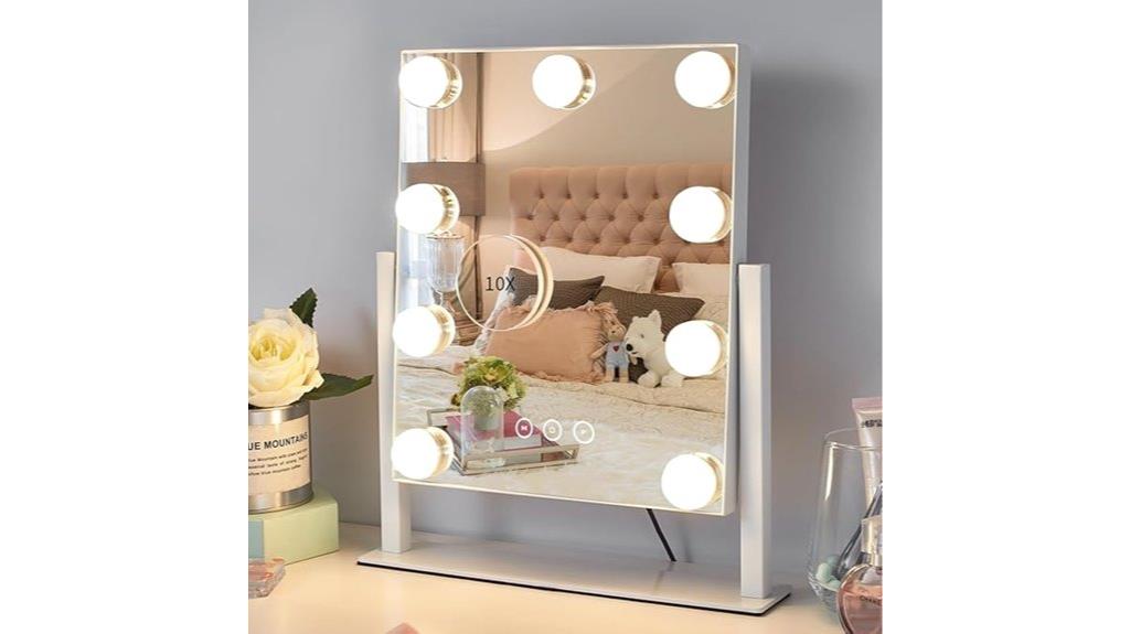 lighted dimmable makeup mirror