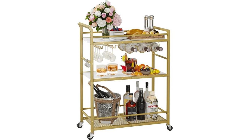 mobile three tier bar cart