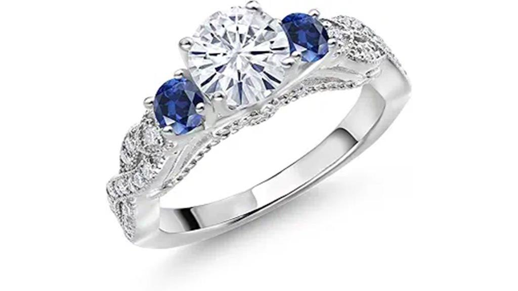 moissanite sapphire engagement ring