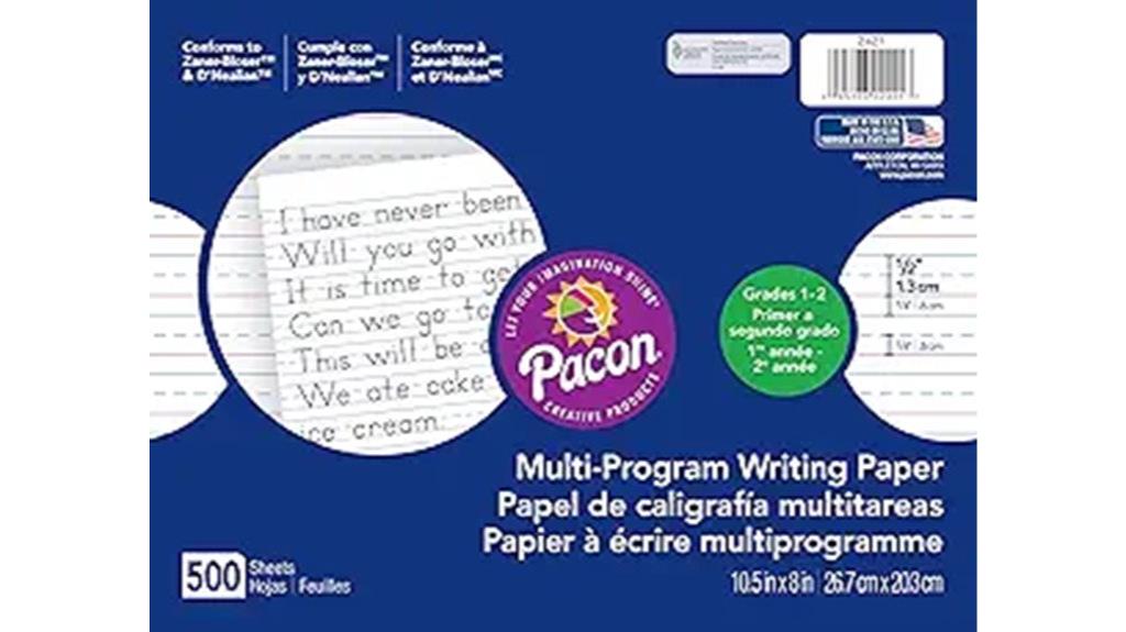 multi program handwriting paper