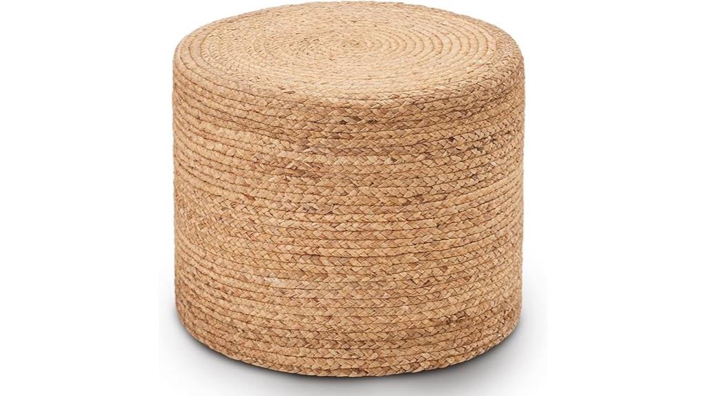natural braided ottoman pouf