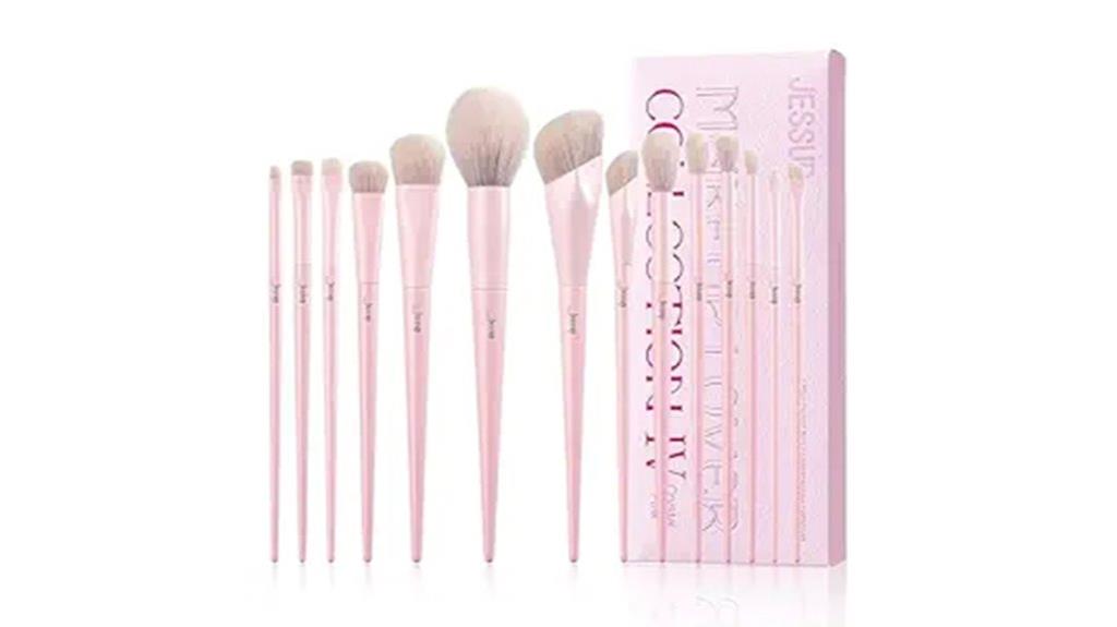 pink 14 piece makeup brush set