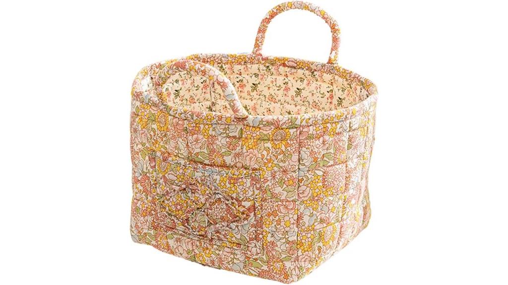 quilted fabric storage basket
