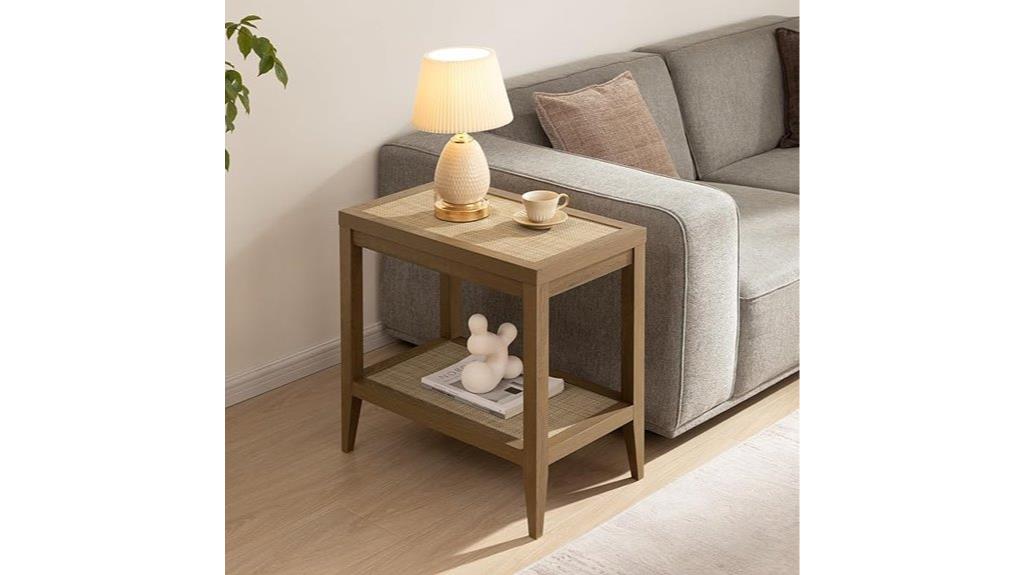 rattan nightstand with shelves
