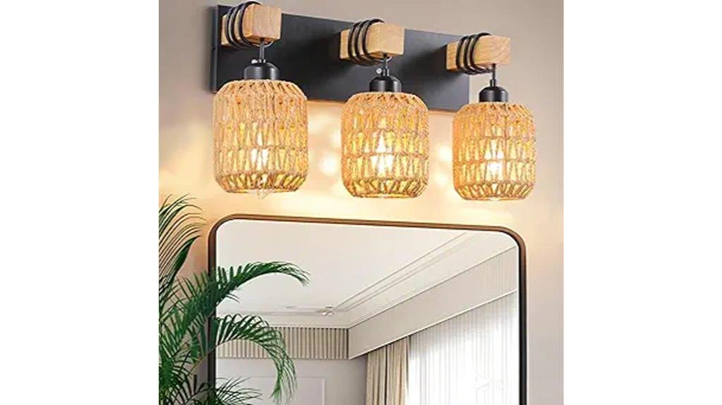 rattan shade bathroom light