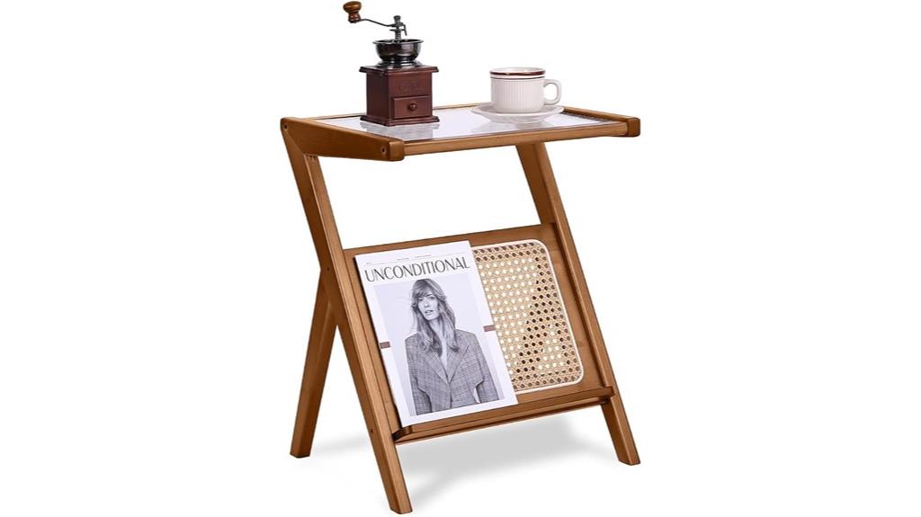 rattan storage side table