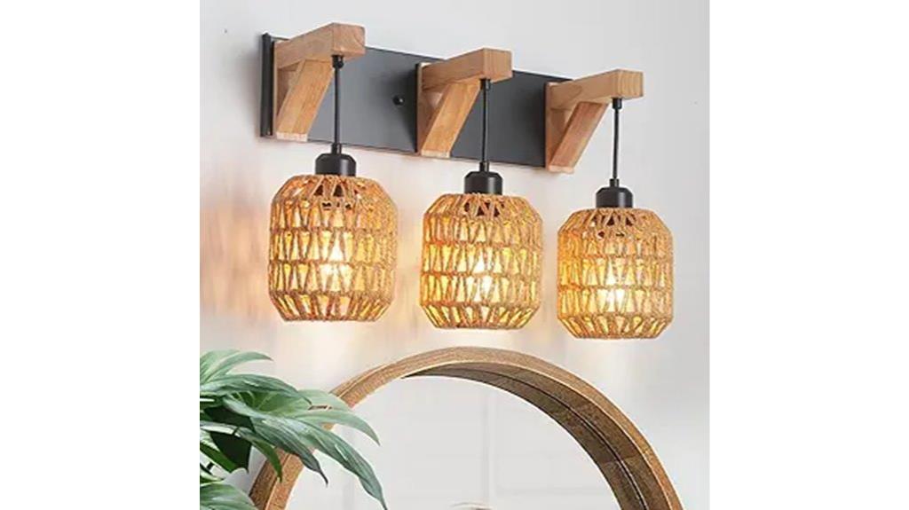 rattan wicker vanity light