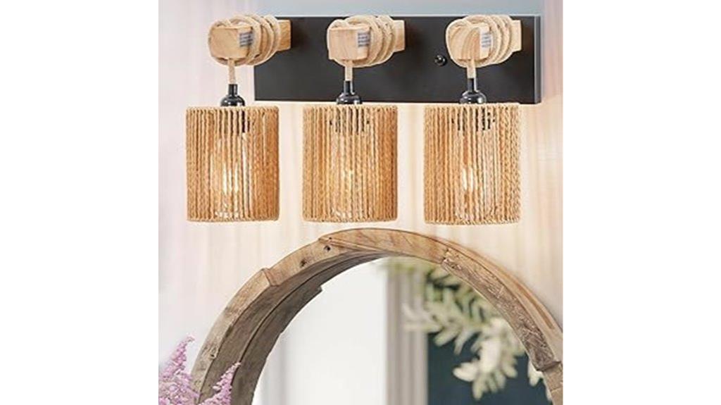 rattan woven vanity light