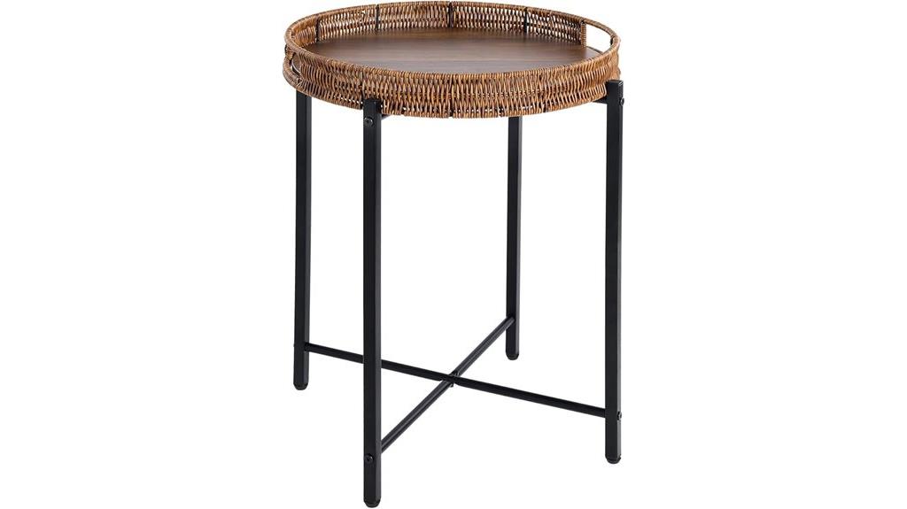 round rattan wooden table