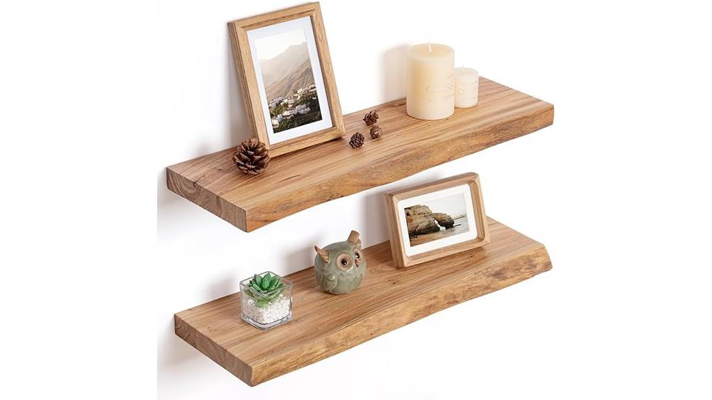 rustic elm wood shelves