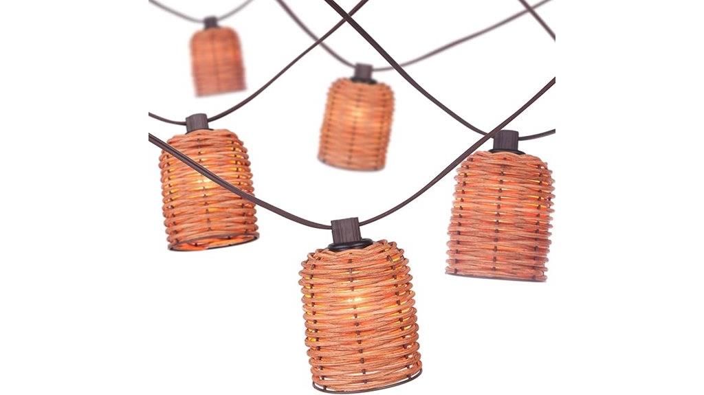 rustic rattan wicker string lights