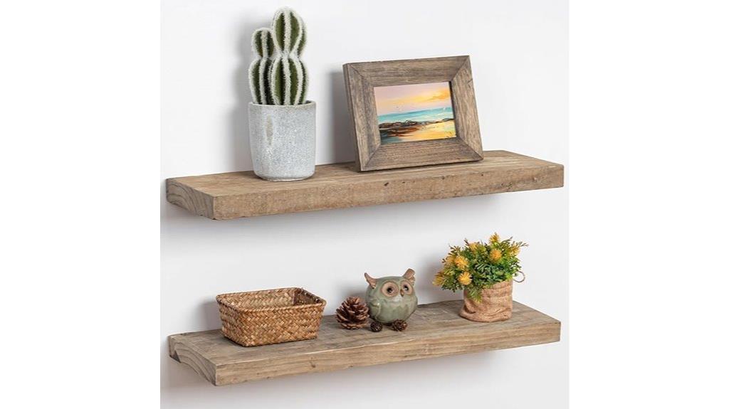 rustic reclaimed wood shelves
