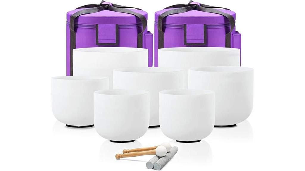 set of seven quartz bowls