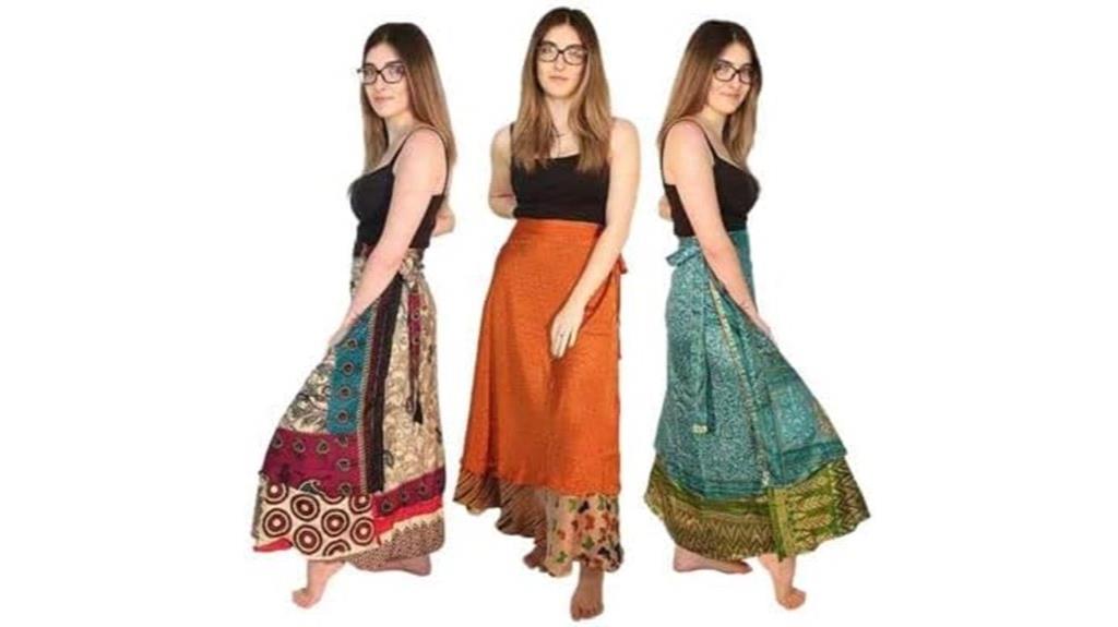 set of three boho silk skirts