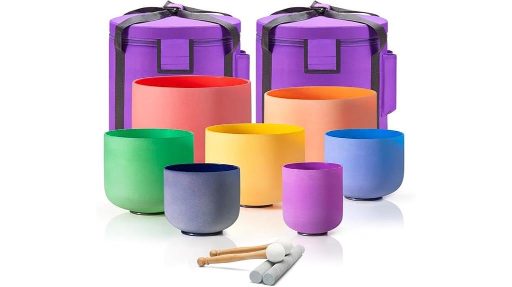 seven chakra quartz bowls